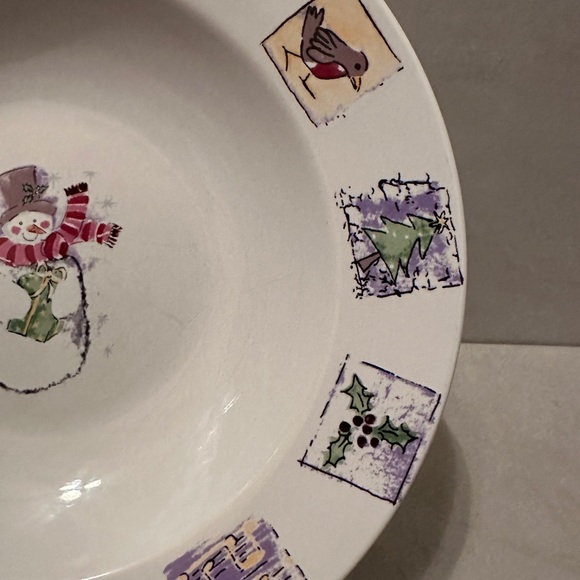 (5) Gibson 2001 Concord Collection Snowman Christmas 9" Soup/Salad Bowls Vintage - Picture 4 of 9